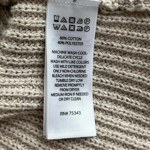 Max Studio Cardigan XS Tan Beige Full Zip Hood Knit Relaxed Casual Sweater Boho - Picture 4 of 8